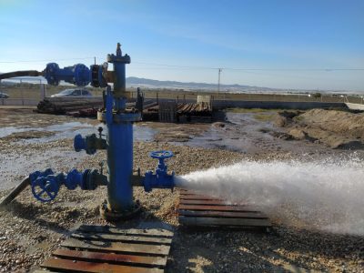 Geothermal plant supplying heat to greenhouses in Almeria, Spain