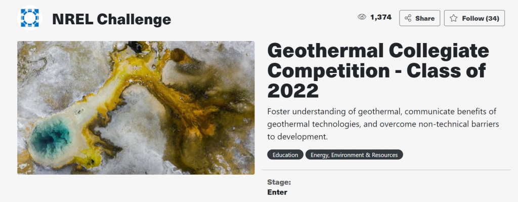Deadline for Spring 2022 Geothermal Collegiate Competition Nov. 18, 2021