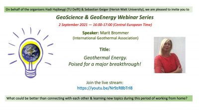 Webinar – Geothermal poised for major breakthrough, Sept. 2, 2021