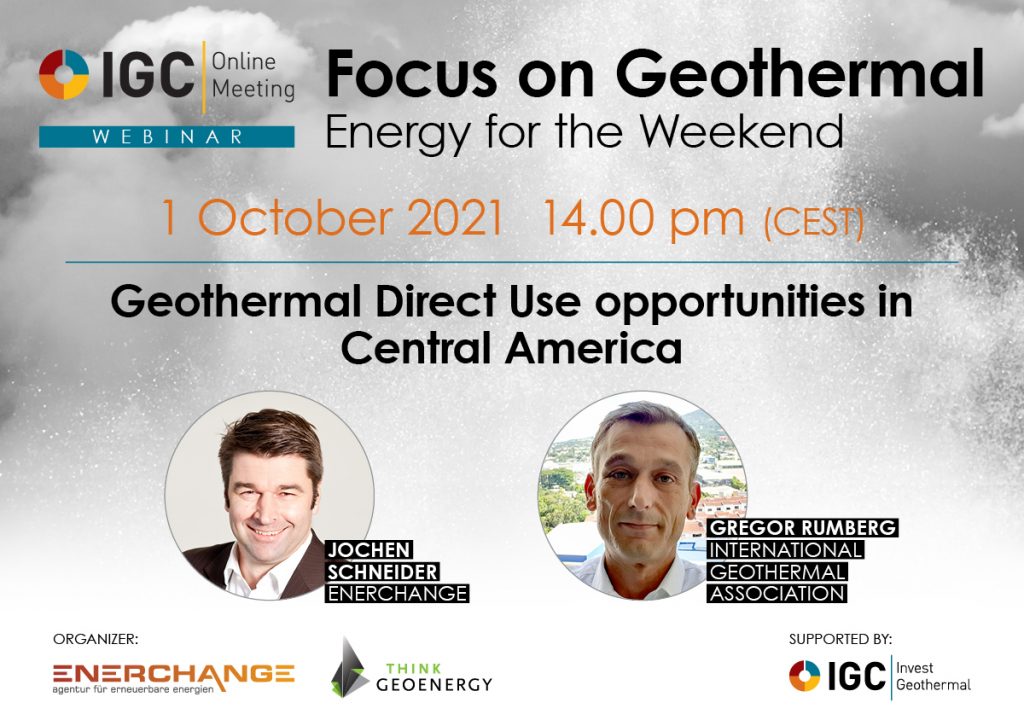 Webinar – Geothermal Direct Use Central America, Oct 1, 2021