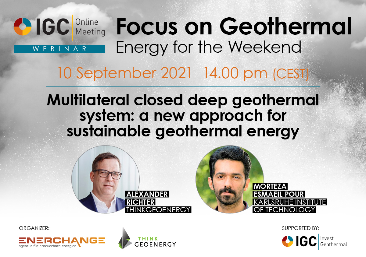 Webinar – Multilateral closed deep geothermal system, Sept. 10, 2021