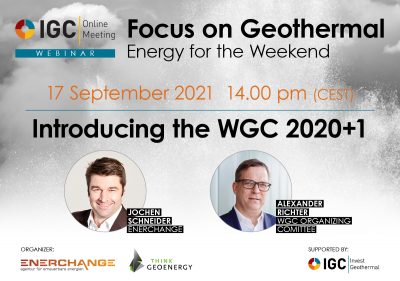 Webinar – World Geothermal Congress 2020+1, Sep. 17, 2021