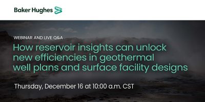 Webinar – Reservoir insights and geothermal well efficiency, Dec. 16, 2021