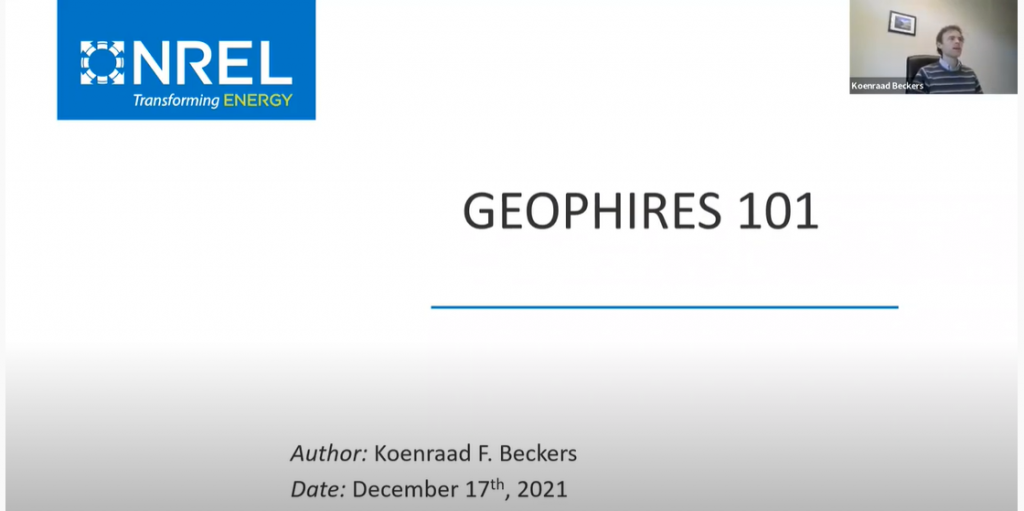 Webinar recording on geothermal economic simulation tool GEOPHIRES