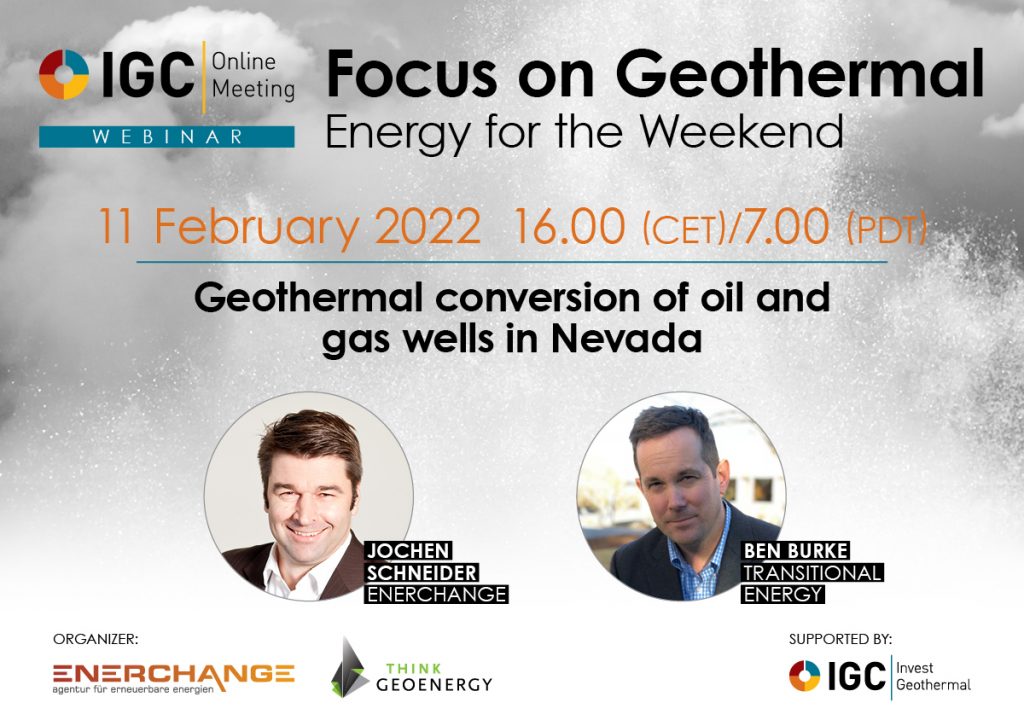 Webinar – Geothermal conversion of oil and gas wells in Nevada, Feb 11, 2022