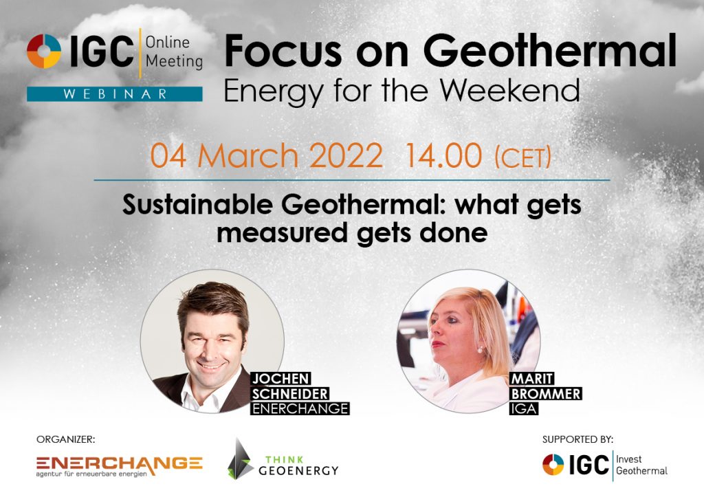 Webinar – Sustainable Geothermal: what gets measured gets done, Mar 04, 2022