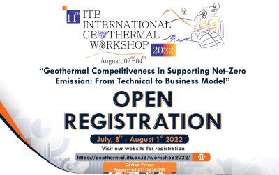 Registration open for 11th ITB International Geothermal Workshop, August 2-4