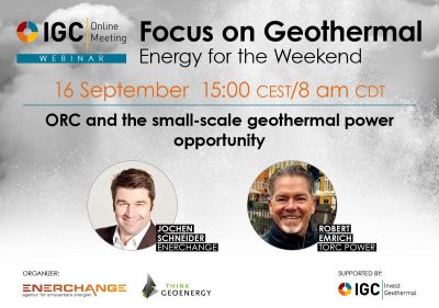 Webinar – ORC and the small-scale geothermal power opportunity, Sep 16, 2022
