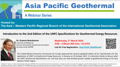 Webinar – UNFC Geothermal Specifications, 1 March 2023