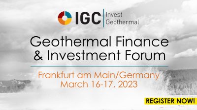 Speakers announced for IGC Invest Geothermal, 16-17 March 2023, Frankfurt, Germany