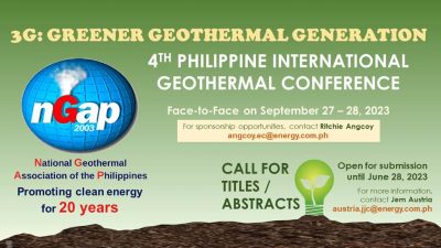 Call for abstracts – 4th Philippine International Geothermal Conference, 27-28 September