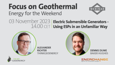 Webinar – Using Electric Submersible Pumps in Geothermal, 3 November 2023