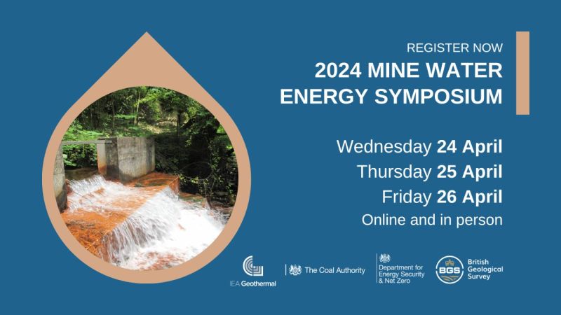 Registration open for Mine Water Energy Sympsosium, 24-26 April 2024
