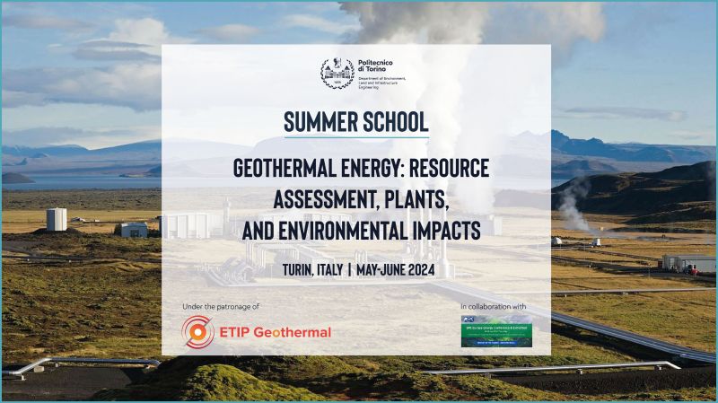 Geothermal Energy Summer School – May-June 2024, Turin, Italy