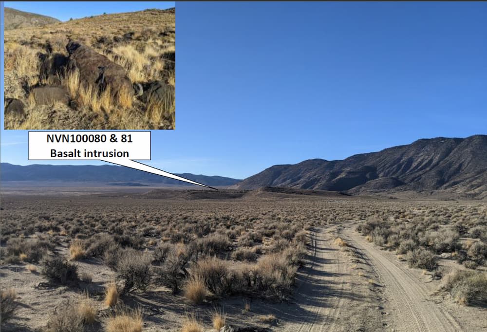 Ubicación aproximada de la intrusión de basalto en el sitio de arrendamiento geotérmico de Ignis Energy en Nevada (fuente: Ignis Energy)