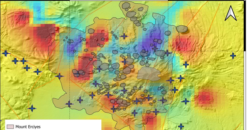 Electrical conductivity anomalies discovered beneath Mount Erciyes, Türkiye