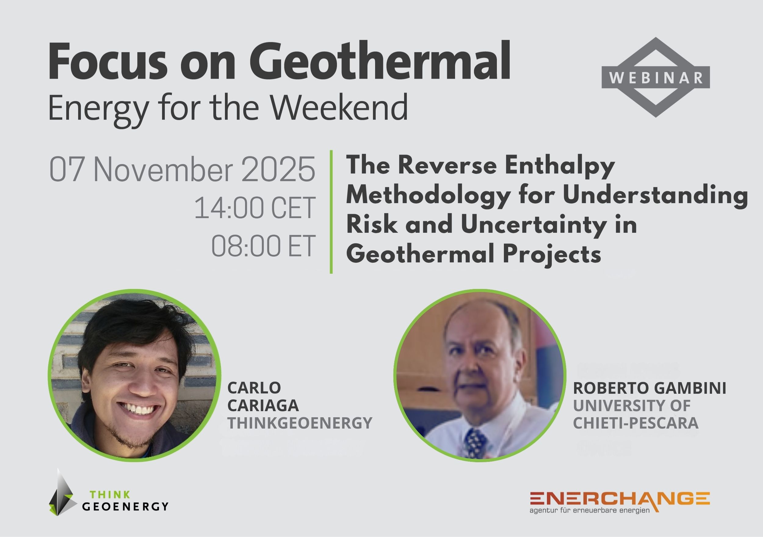 Webinar – Assessing geothermal uncertainty with reverse enthalpy methodology, 7 November 2025