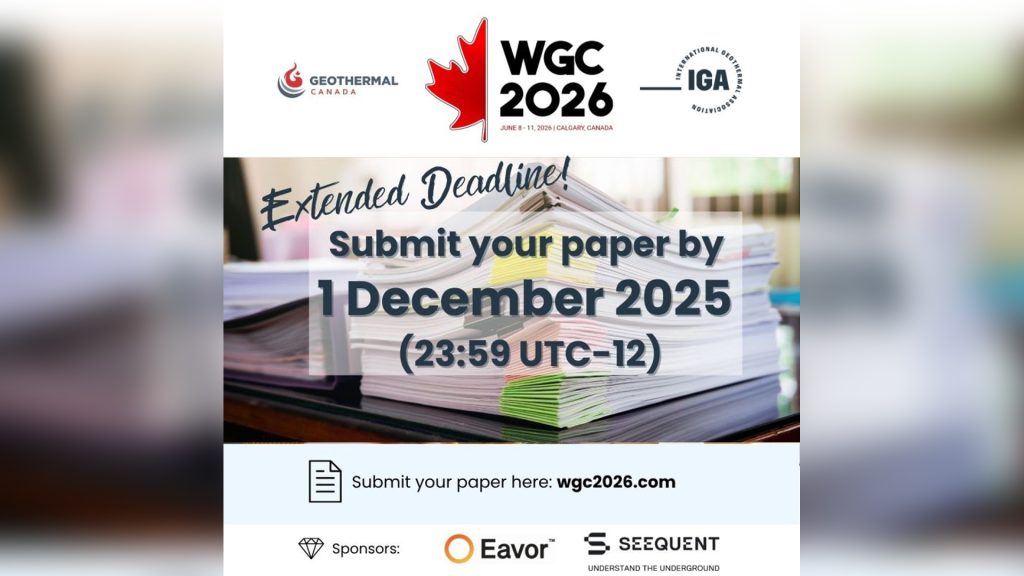 Full paper submission for World Geothermal Congress 2026 extended to 1st of December