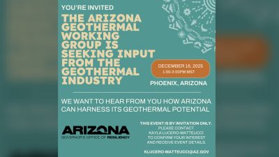 Arizona, USA to hold input session for Geothermal Working Group