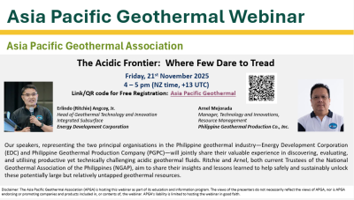 Webinar – Experience on handling acidic geothermal fluids in the Philippines, 21 November 2025