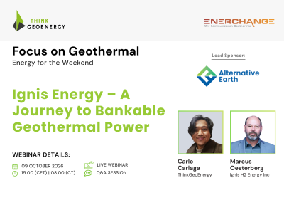 Webinar – The journey of Ignis Energy to bankable geothermal power, 9 October 2026
